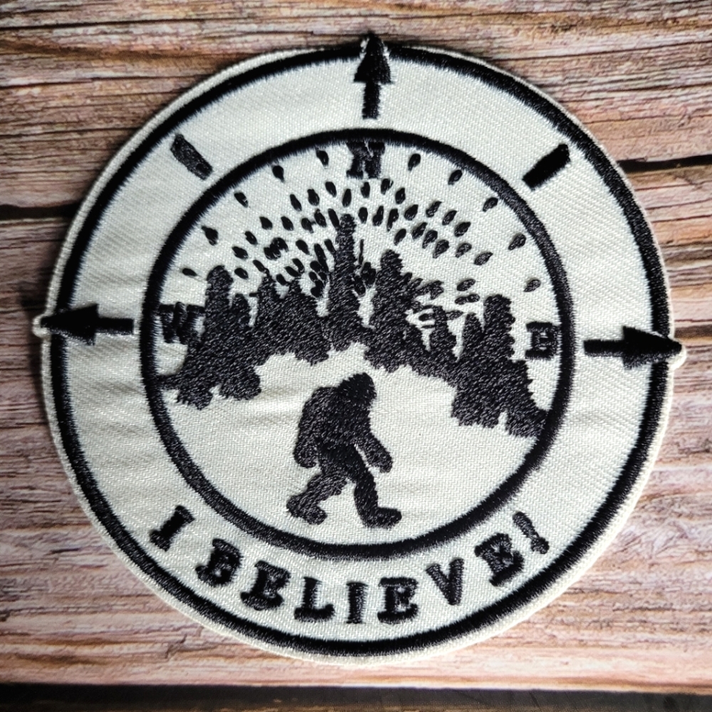 Bigfoot Compass Cryptid I Believe Sasquatch Camping Iron on Patch